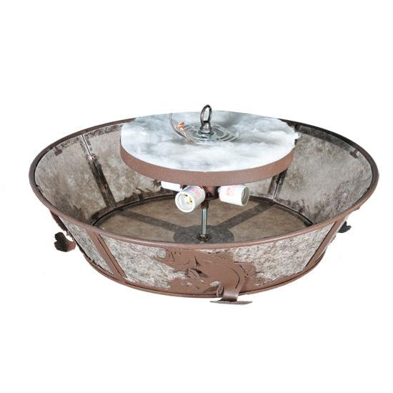 Meyda Lighting Leaping Bass 22" 4-Light Cafe Noir Flush Mount Light With Silver Mica Shade Glass