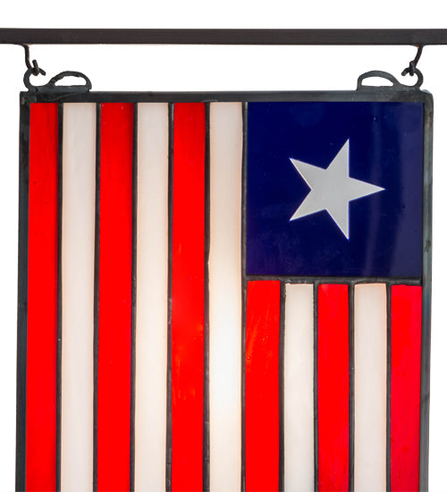 Meyda Lighting Liberian Flag 10"W x 11"H Mahogany Bronze Tabletop Lamp With Multi-Colored Shade Glass