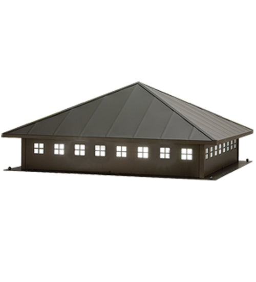 Meyda Lighting Lincoln 40"Sq 4-Light Timeless Bronze Outdoor Pier Mount Light With Clear Seeded Shade Glass