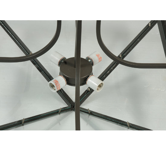 Meyda Lighting Lineage 38" 4-Light Timeless Bronze Inverted Pendant Light With Clear Shade Glass