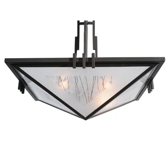 Meyda Lighting Lineage 38" 4-Light Timeless Bronze Inverted Pendant Light With White Shade Glass