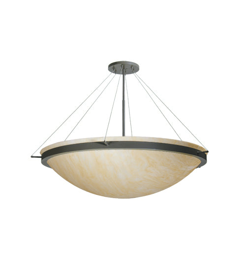 Meyda Lighting Locus 67" 7-Light Timeless Bronze Inverted Pendant Light With Sahara Taupe Idalight Shade