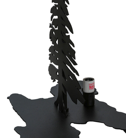 Meyda Lighting Lone Bear 22" 2-Light Textured Black Table Lamp With Jade Purple Art Shade Glass