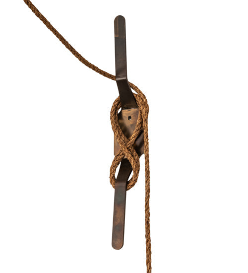 Meyda Lighting Lone Bear 36" 6-Light Dark Burnished Antique Copper Bartlett Inverted Pendant Light With Sahara Taupe Idalight Shade