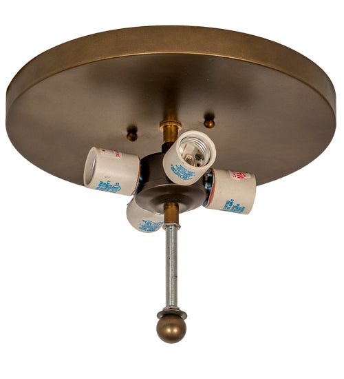 Meyda Lighting Lone Cowboy 22" 4-Light Antique Copper Flush Mount Light With Silver Mica Shade Glass