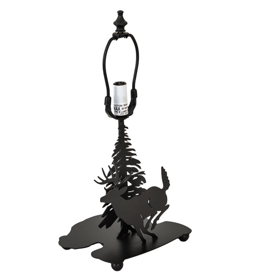 Meyda Lighting Lone Deer 15" Textured Black Accent Table Lamp With Honey Art Shade Glass