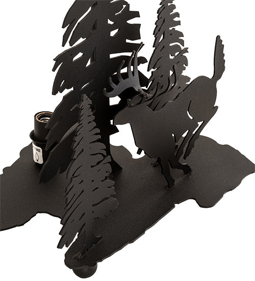 Meyda Lighting Lone Deer 22" 2-Light Textured Black Table Lamp With Ambra Siena Idalight Shade