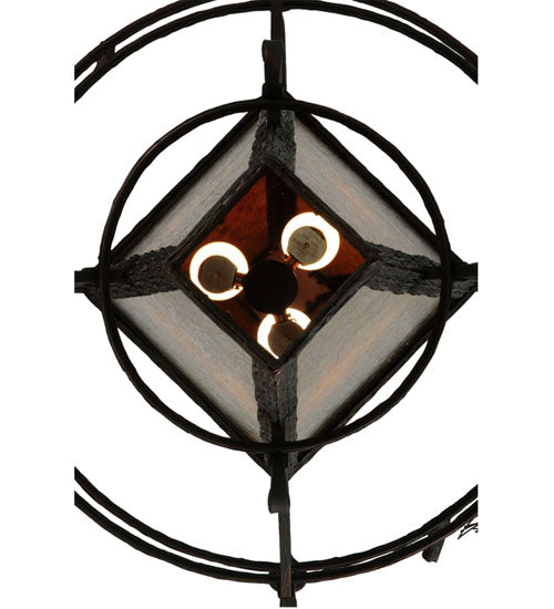 Meyda Lighting Lone Pine 36" 3-Light Mahogany Bronze Pendant Light With Amber Mica Shade Glass