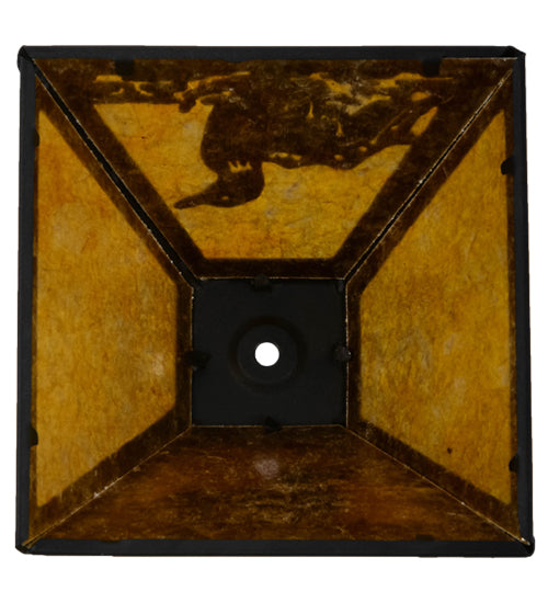Meyda Lighting Loon 11" Textured Black Frame With Amber Mica Shade Glass