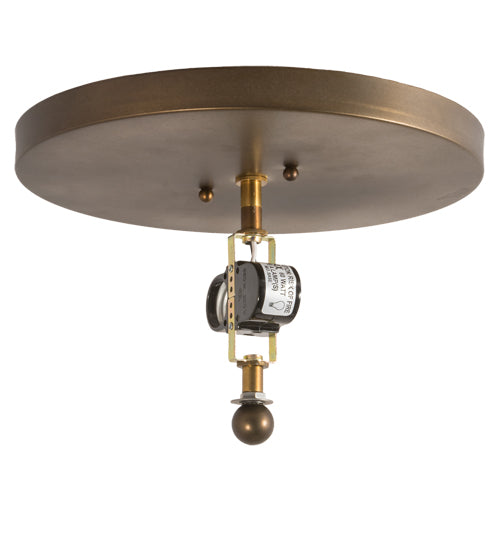 Meyda Lighting Loon 16" 2-Light Antique Copper Flush Mount Light With Silver Mica Shade Glass