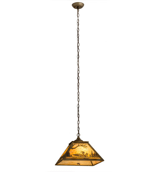 Meyda Lighting Loon 22" 3-Light Light Burnished Brass Tint Pendant Light With Beige Art Shade Glass