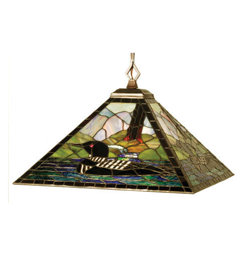 Meyda Lighting Loon 24" 4-Light Mahogany Bronze Pendant Light With Multi-Colored Shade Glass