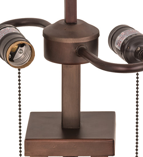 Meyda Lighting Loon 30" 2-Light Mahogany Bronze Table Lamp With Green & Blue Shade Glass