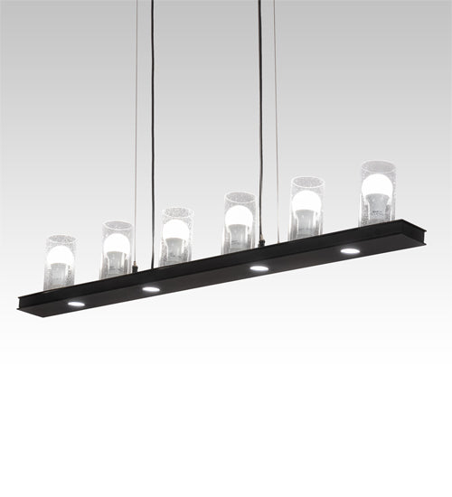 Meyda Lighting Loudon 44" 6-Light Flat Black Pendant Light With Clear Seeded Shade Glass