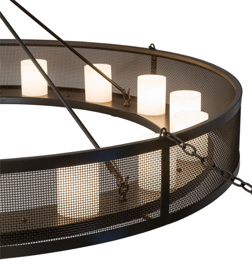 Meyda Lighting Loxley 248325 78" 16-Light Timeless Bronze Golpe Chandelier With White Statuario Idalight Shade