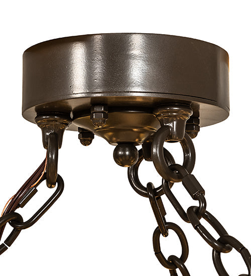 Meyda Lighting Loxley 30" 9-Light Timeless Bronze Semi-flush Mount Light With White & Green Jadestone Shade