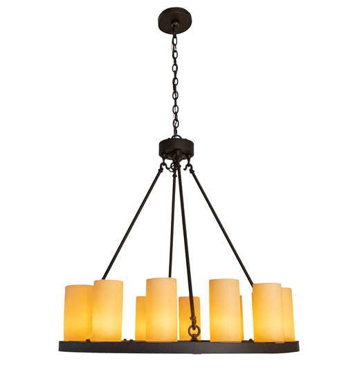 Meyda Lighting Loxley 36" 12-Light Oil Rubbed Bronze Chandelier With Ivory Shade