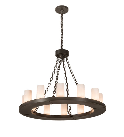 Meyda Lighting Loxley 36" 12-Light Timeless Bronze Chandelier With Whitestone Idalight Shade