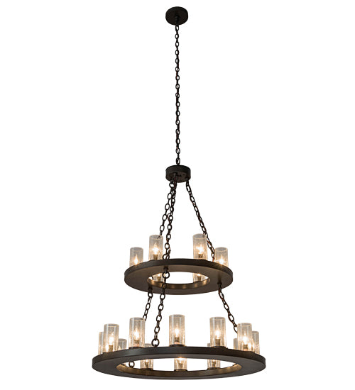 Meyda Lighting Loxley 36" 18-Light Timeless Bronze Chandelier With Clear Seeded Shade Glass