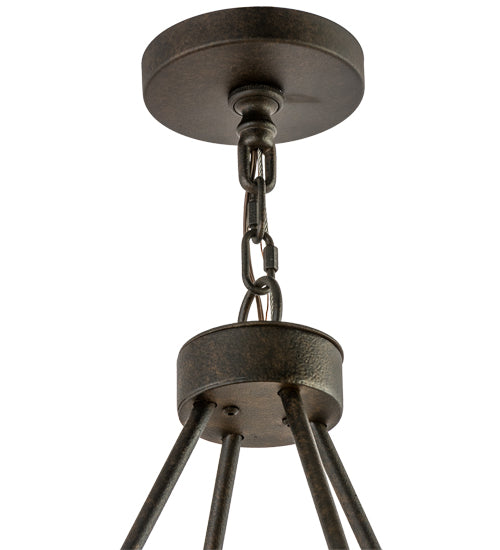 Meyda Lighting Loxley 38" 8-Light Chestnut Chandelier With Ivory & Light Green Jadestone Cylindres Shade