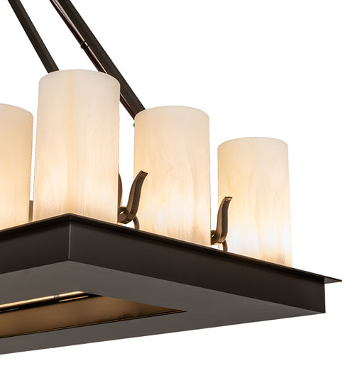 Meyda Lighting Loxley 40" 18-Light Timeless Bronze Island Chandelier With Creme Carrare Cylindres Shade