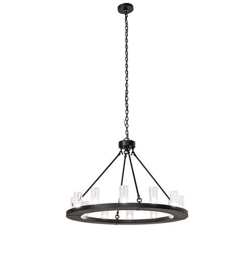 Meyda Lighting Loxley 42" 12-Light Textured Black Chandelier With Clear Seeded Shade Glass