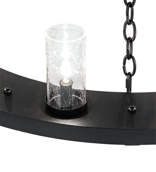 Meyda Lighting Loxley 42" 20-Light 2-Tier Textured Black Chandelier With Clear Seeded Shade Glass
