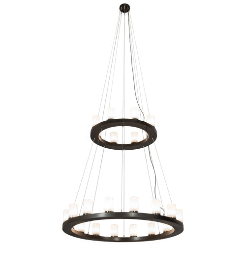Meyda Lighting Loxley 60" 24-Light English Brown Chandelier With White Statuario Idalight Shade
