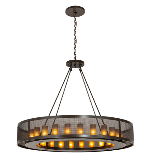 Meyda Lighting Loxley 60" 24-Light Timeless Bronze Golpe Chandelier With Amber Frosted Shade Glass