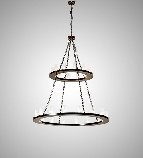 Meyda Lighting Loxley 60" 28-Light 2-Tier Timeless Bronze Chandelier With Clear Seeded Shade Glass