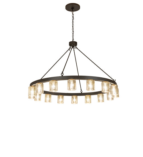 Meyda Lighting Loxley 62" 16-Light Oil Rubbed Bronze Needham Chandelier With Clear Mercury Shade Glass