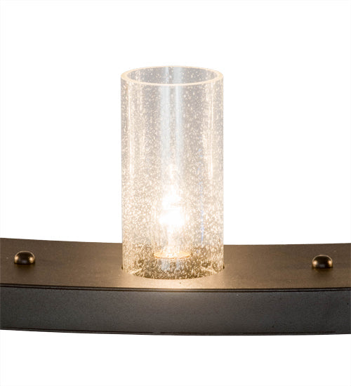 Meyda Lighting Loxley 72" 24-Light Textured Black Chandelier With Clear Seeded Shade Glass