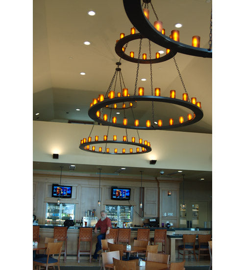 Meyda Lighting Loxley 72" 36-Light 2-Tier Timeless Bronze Chandelier With Amber Shade Glass