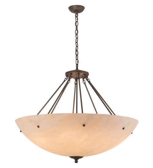Meyda Lighting Madison 36" 8-Light Mahogany Bronze Inverted Pendant Light With Beige Fleshtone Idalight Shade