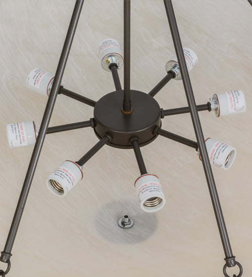 Meyda Lighting Madison 36" 8-Light Timeless Bronze Inverted Pendant Light With Fleshtone Idalight Shade