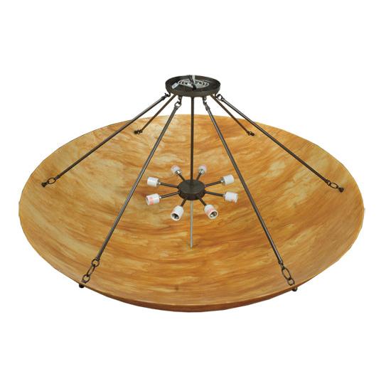 Meyda Lighting Madison 48" 8-Light Timeless Bronze Semi-flush Mount Ceiling Light With Beige Mica Shade Glass