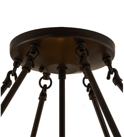 Meyda Lighting Madison 48" 8-Light Timeless Bronze Semi-flush Mount Ceiling Light With Beige Travertine Idalight Shade