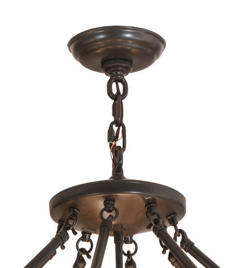 Meyda Lighting Madison 70" 16-Light Timeless Bronze Inverted Pendant Light With Ambra Siena Idalight Shade Glass