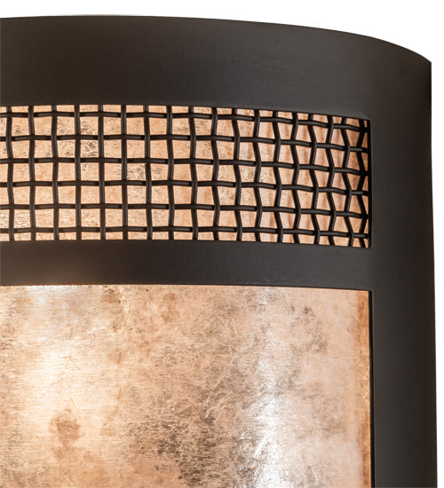 Meyda Lighting Maglia Semplice 8" 2-Light Oil Rubbed Bronze Wall Sconce With Silver Mica Shade Glass