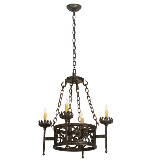 Meyda Lighting Majella 24" 4-Light English Bronze Chandelier With Ivory Faux Candlelight