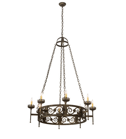 Meyda Lighting Majella 42" 8-Light English Bronze Chandelier With Amber Faux Candlelight