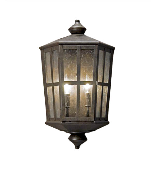 Meyda Lighting Manchester 12" 2-Light Antique Rust Wall Sconce With Clear Seeded Shade Glass