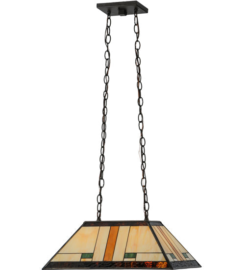 Meyda Lighting Manhattan 21" 2-light Oil Rubbed Bronze Island Pendant Light With Multi-Colored Shade Glass