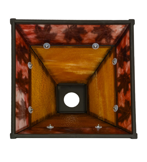 Meyda Lighting Maple Leaf 19" Oil Rubbed Bronze Frame With Honey and Brown Shade Glass