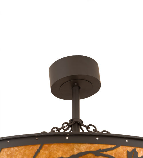 Meyda Lighting Maple Leaf 44" 8-Light Oil Rubbed Bronze Chandelier With Amber Mica Shade Glass and Fan