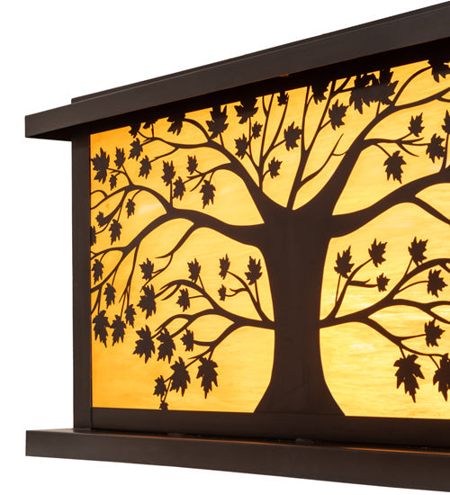 Meyda Lighting Maple Tree 48" 4-Light Craftsman Brown Outdoor Pier Mount Light With Honey Art Shade Glass