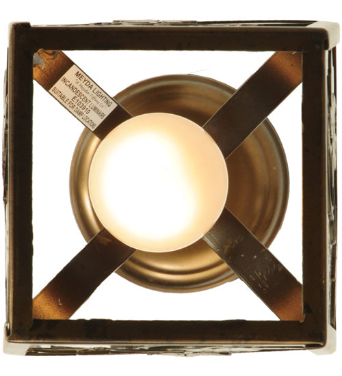 Meyda Lighting Maple Vine 9" Antique Copper Mini Pendant Light With Frosted Seeded Shade Glass