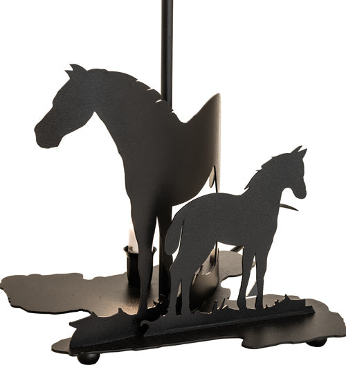 Meyda Lighting Mare & Foal 14" 2-Light Textured Black Table Lamp Base