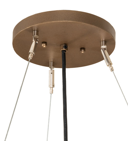 Meyda Lighting Margo 48" 3-Light Tyler Bronze Pendant Light With Gold Organza Textrene & Statuario Idalight Shade
