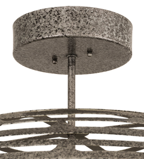 Meyda Lighting Margo Acura 30" LED Silver Leaf On Copper Vein Pendant Light With White Statuario Idalight & Silver Shade